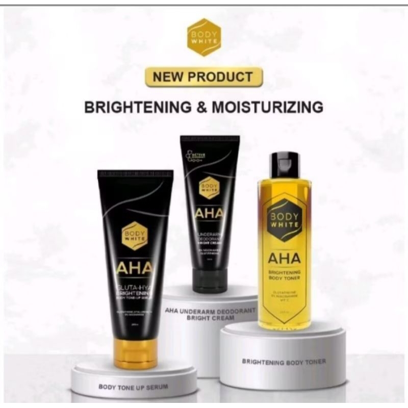 Body Whitening AHA Body Lotion White 200 ml / Toner Badan AHA 250 ml / Gluta Hya Niacinamide Alpha A