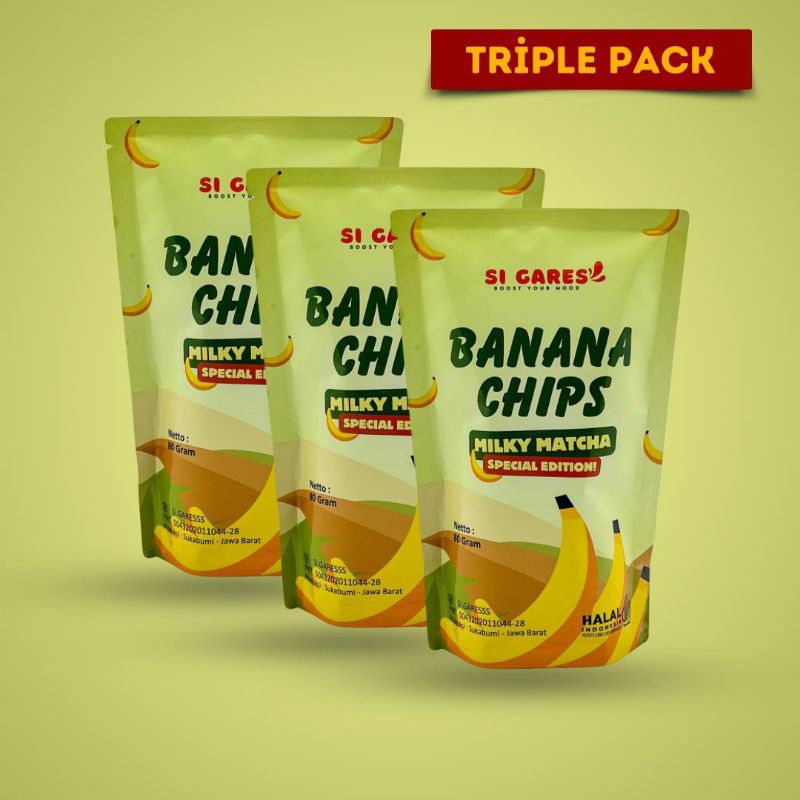 

SI GARES - Keripik Pisang - Milky Matcha (Triple Pack)