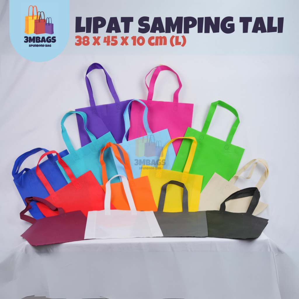 

Hrg Grosir Tas Spunbond / Tas Promosi / Tas Press Lipat Samping Tali (LST) 38 x 45 x 10 cm (L)