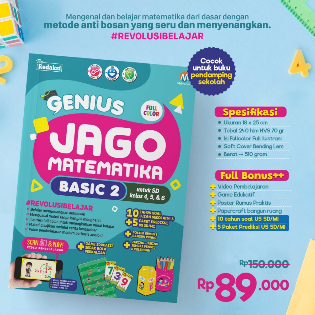 GENIUS JAGO MATEMATIKA Basic 1 2 ANAK CEPAT BERHITUNG MTK DASAR BUKU CALISTUNG