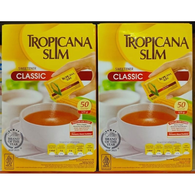 

TROPICANA SLIM Sweetener Classic 125gr Box isi 50 Sachet × 2,5gr