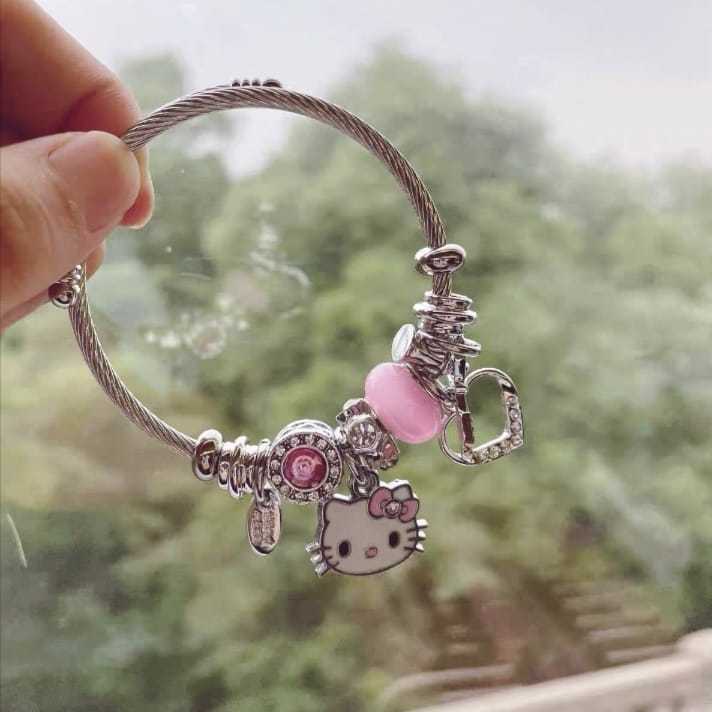 Gelang Pandora Titanium / Gelang Tangan Wanita  Baja Charm Bracelet