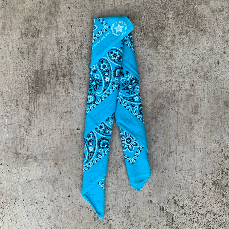 vintage paisley bandana blue made in usa slayer / scarf