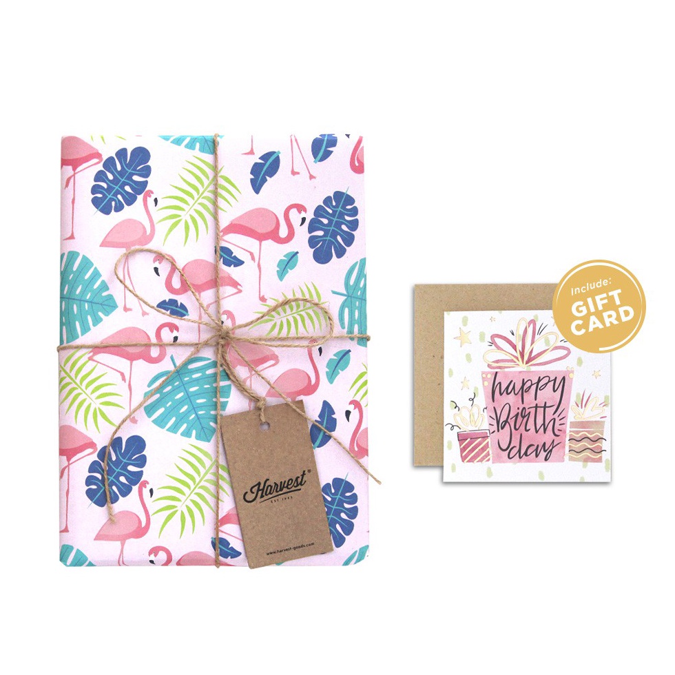 

KESEMPATAN TERBATAS Paket Kertas Kado Kartu Harvest Gift Set Happy Flamingo