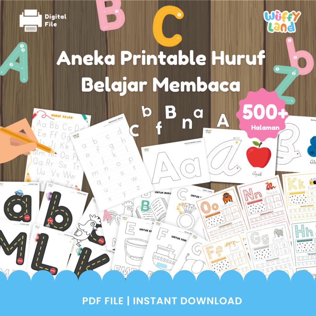 WUFFYLAND PDF Aneka Printable Mengenal Huruf Belajar Membaca Aktivitas Pra Menulis Usia 3 4 5 Tahun