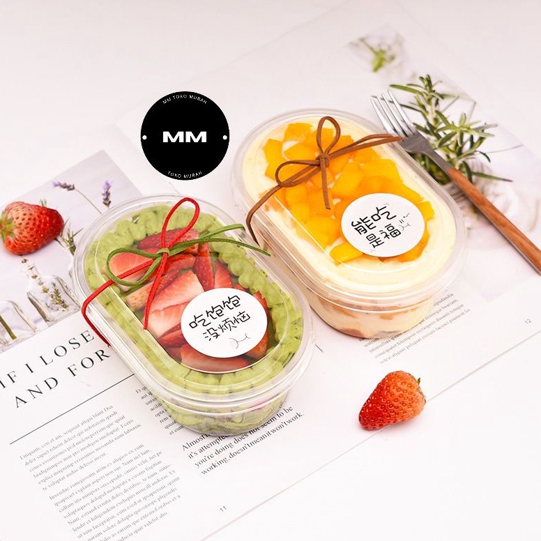 Modern 1pcs korean dessert box Oval Premium deseert cup tiramisu salad puding cup