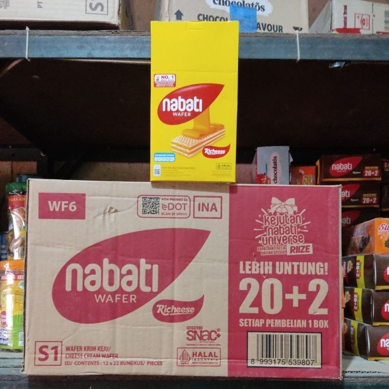 

Nabati richheese/richoco wafer 6gr 1 dos isi 12 pak