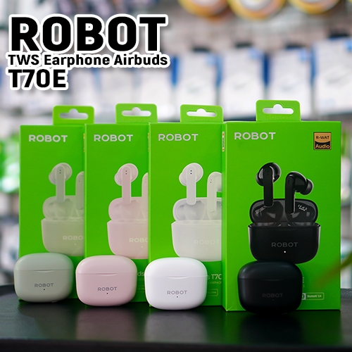 Robot TWS Earphone Airbuds T70E - Bluetooth Wireless Headset dengan Noise Cancellation dan IPX4