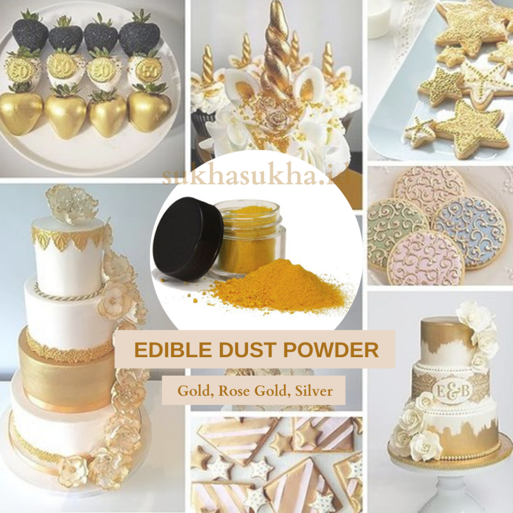 

EDIBLE Dust Powder Gold Silver Rosegold 8gr / Bubuk Shimmer Hiasan Kue BISA DIMAKAN | Serbuk Bubuk