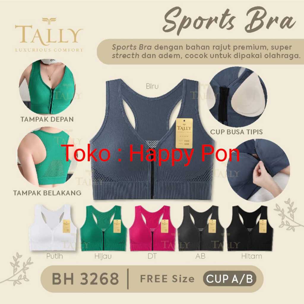 Tally 3268 BH Sport bra bahan rajut busa tipis