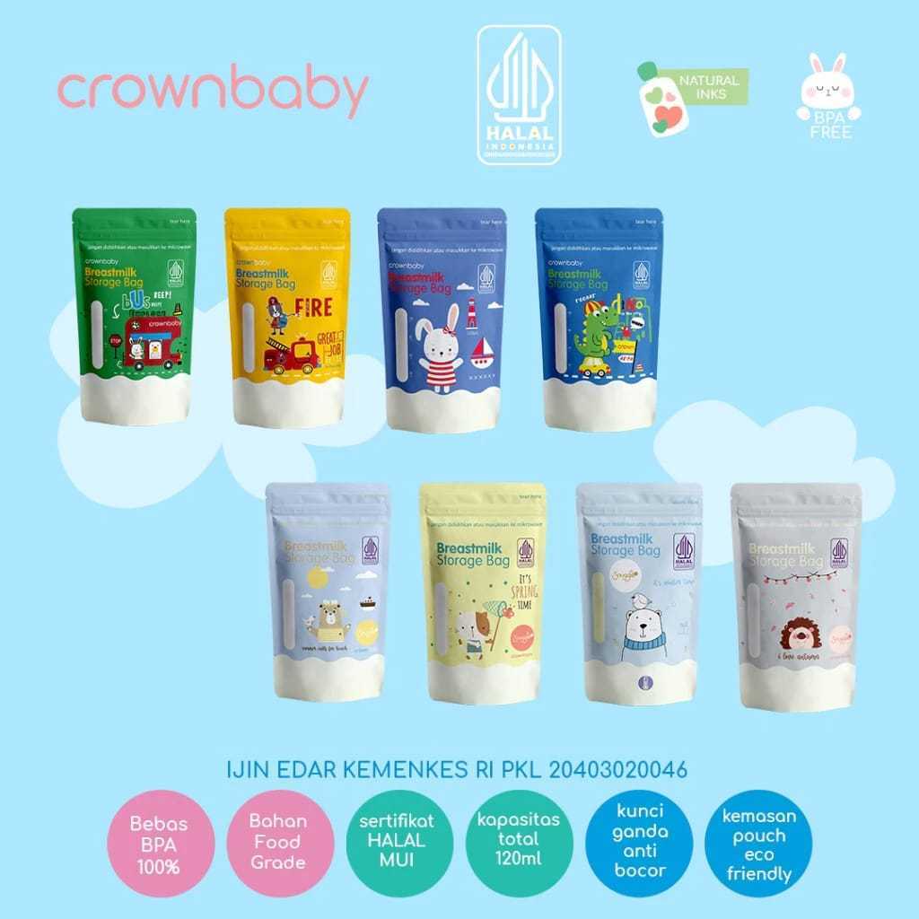 Crown Baby Breastmilk Storage 120ml Pouch - Kantong Asi Anti Bocor / Kantung ASIP / Crownbaby Snuggl