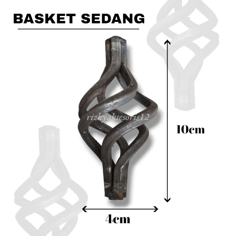 Ornamen pagar besi tempa basket || nanas uk sedang