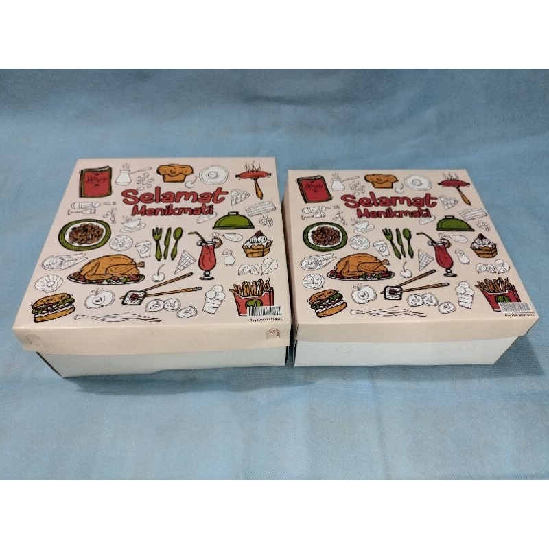 Isi 25 Pcs Dus Box Nasi Catering 20X20 Motif Kekinian Tebal 310 Gsm / Dus Nasi Kotak Tutup Pisah Tps