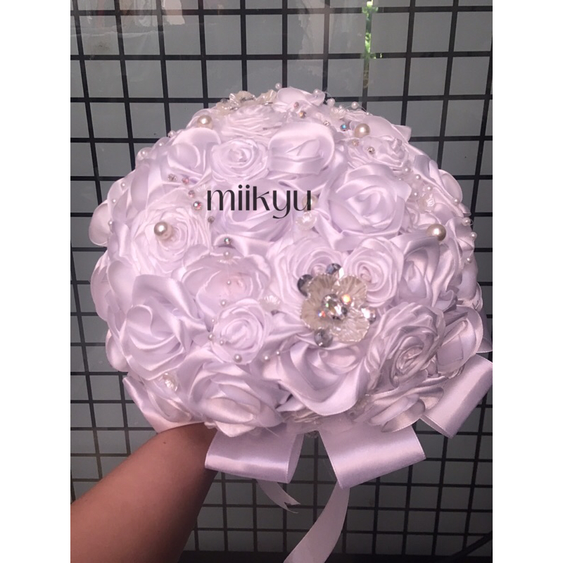 Buket Bunga Perbukahan| Wedding Buket Bunga Pita Satin