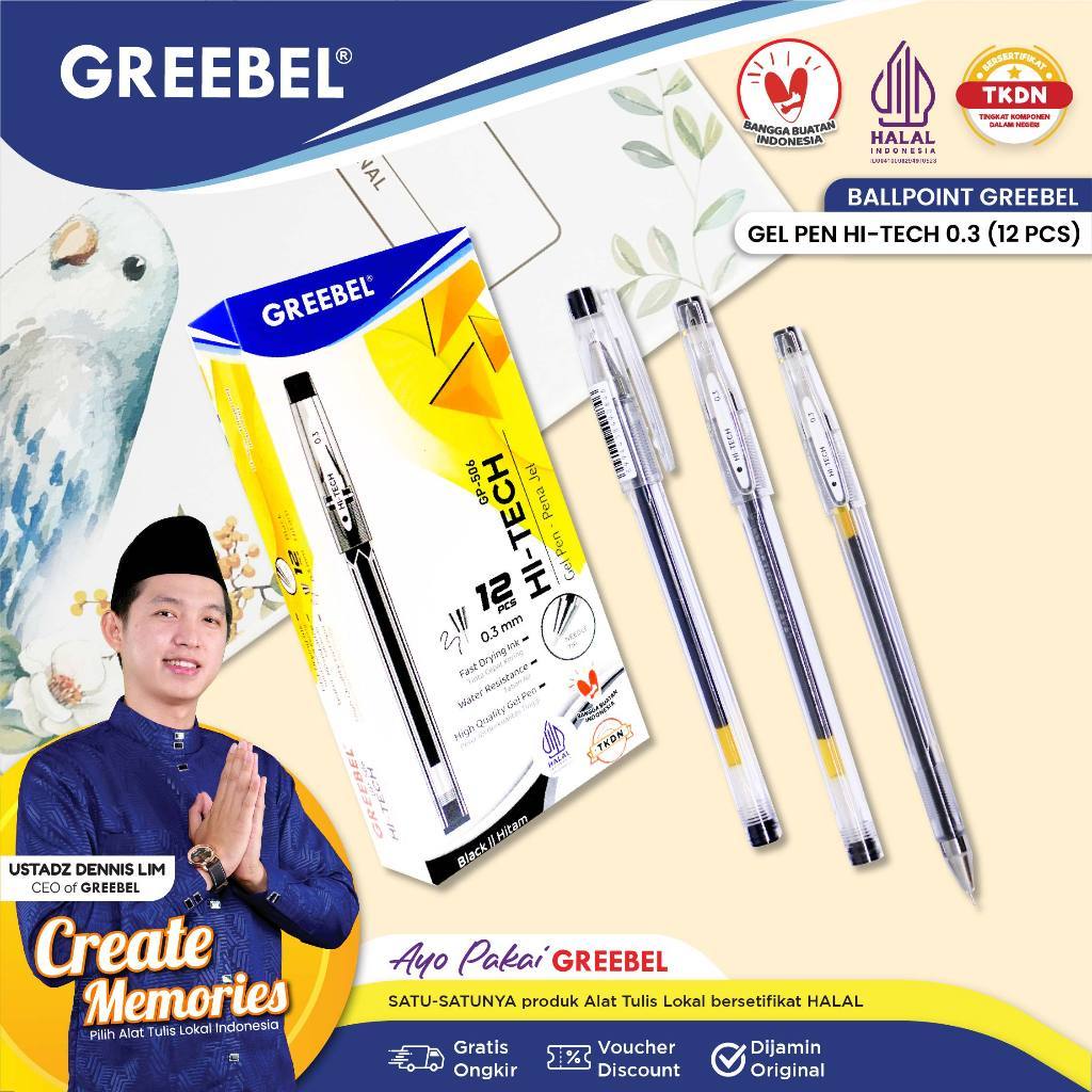 

❤️ Sarjana ❤️ GREEBEL Pena tinta gel pointec 0.3mm hitam (pcs)