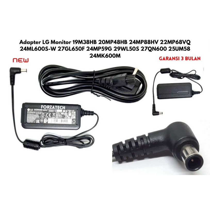 Adapter Charger LG Monitor 19M38HB 20MP48HB 24MP88HV 22MP68VQ 24ML600S-W 27GL650F 24MP59G 29WL50S 27