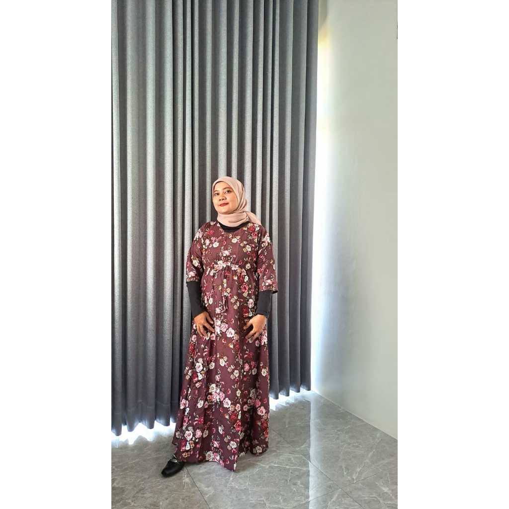 Daster Gamis Bali Motif bunga lengan 3/4