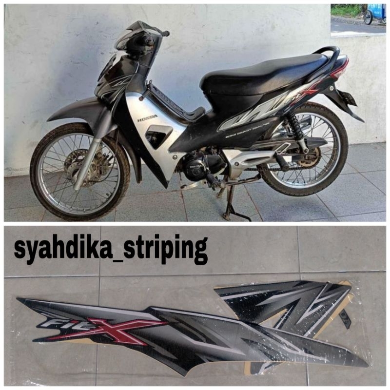STIKER STRIPING LIS BODY HONDA FIT X 2007 HITAM SILVER