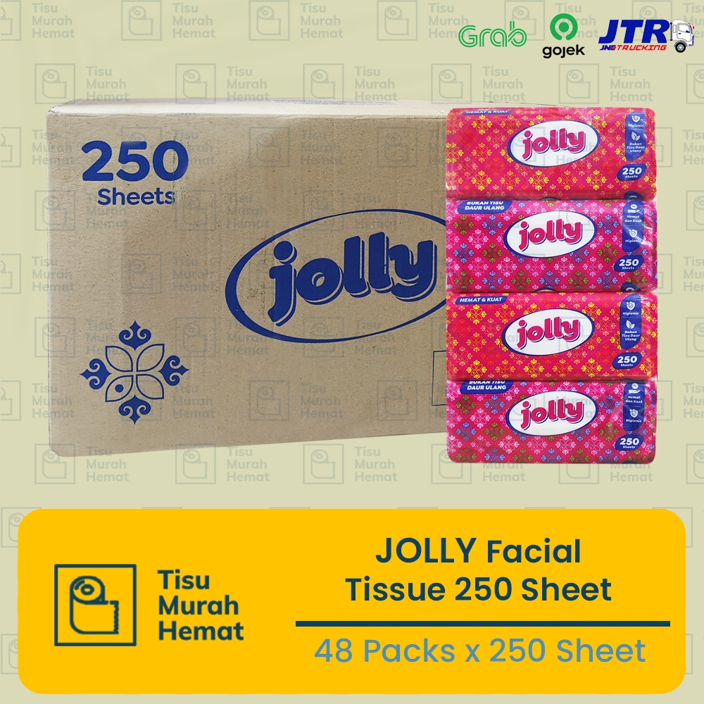 Tissue JOLLY Facial 250 Sheet GROSIR Tisu Wajah 1 Bal isi 48 Pack
