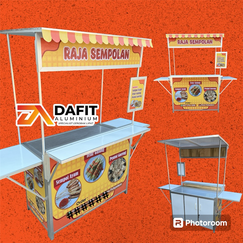Booth portable/Gerobak lipat aluminium/Gerobak untuk jualan/Premium B