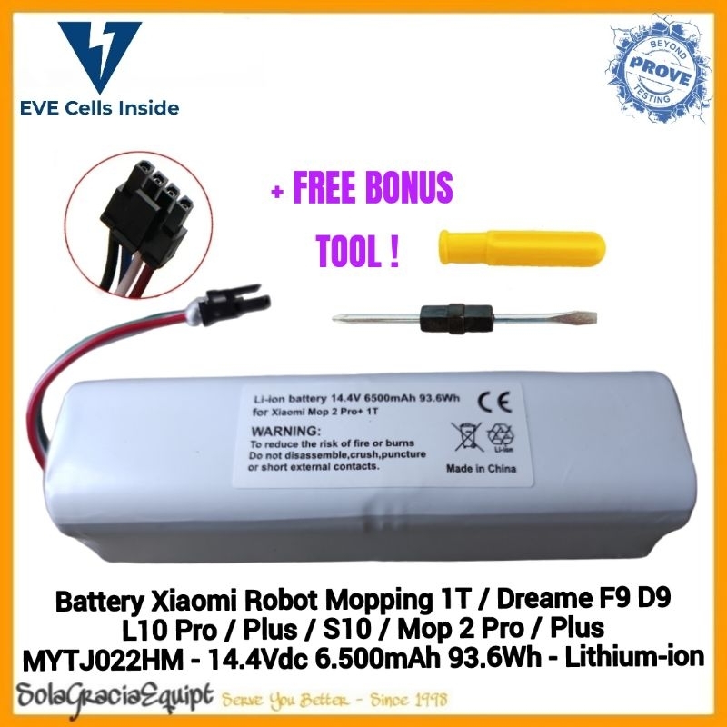 Batre / Baterai /  Battery Xiaomi Mijia Robot Cleaner 1T / Dreame F9 / D9 / L10 14.4V 6.500mAh 93.6W
