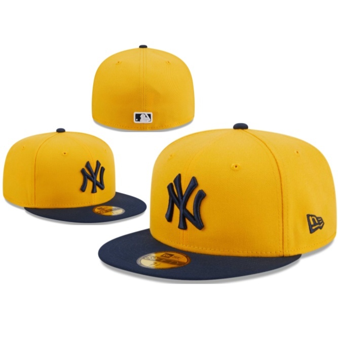 Topi Ny Kuning Navy Buildup Fitted Import Cx