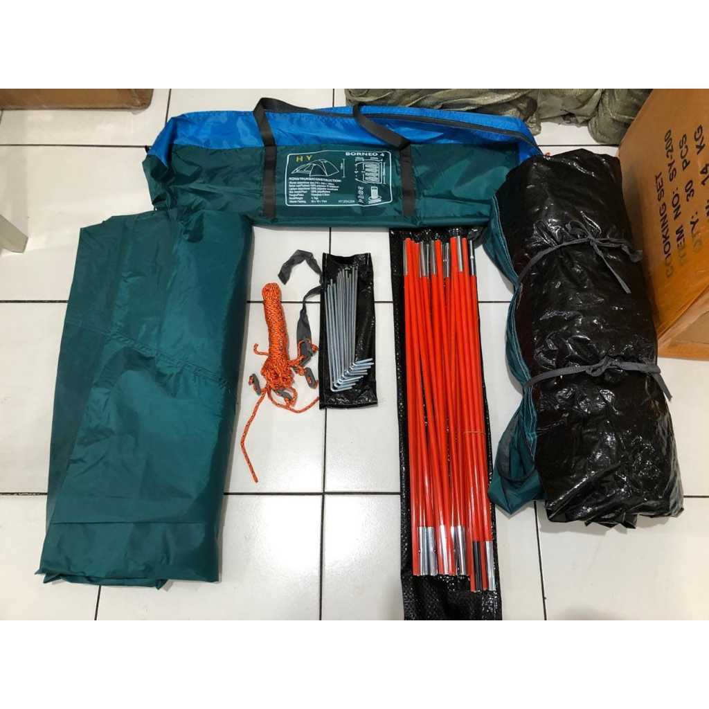 Tenda BORNEO 4 / Tenda Camping Dome 4 5 Orang Double Layer
