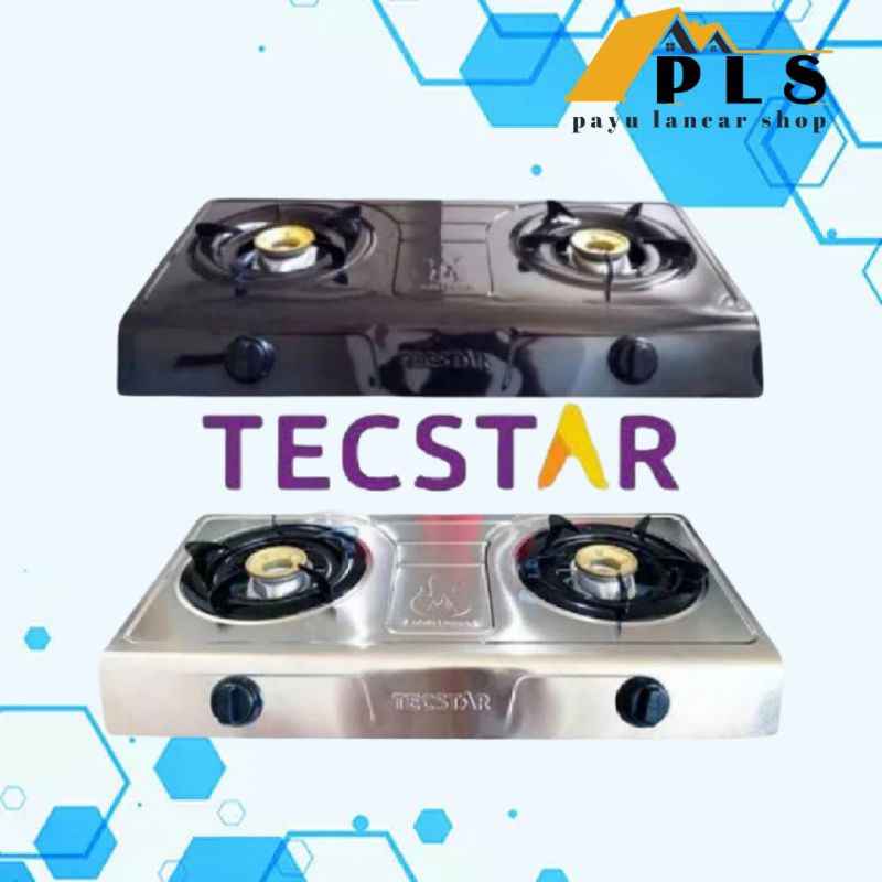 TECSTAR kompor 2 tungku teflon / stainless, kompor 2 mata