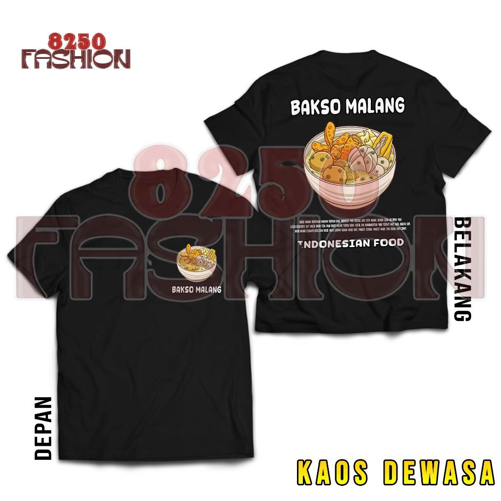 KAOS DEWASA - KAOS SABLON MAKANAN - BAKSO MALANG - BAJU UNTUK PRIA DAN WANITA - BAJU DISTRO VIRAL - 
