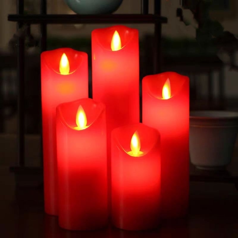 Ready lilin elektrik LED baterai usb lampu altar (bisa di cas) warna merah, cocok untuk sembahyang