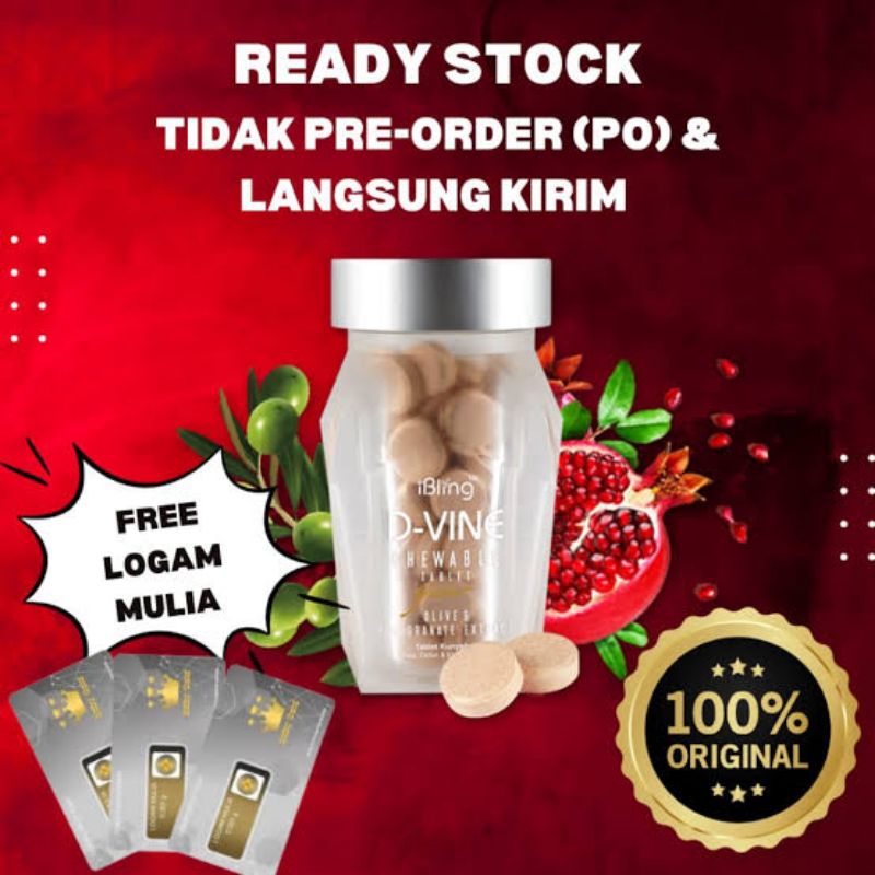 TERMURAH DVINE D VINE D-VINE COLLAGEN CANDY 100% ORIGINAL ISI 60 TABLET ASLI WELLOUS