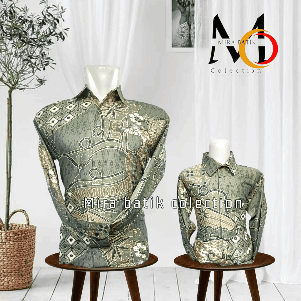 hijau sage batik couple ayah anak bahan katun premium lapis furing_batik couple ayah anak green sage
