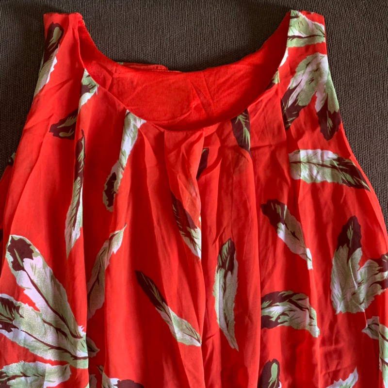 Red Dress Hamil Dress Pantai Merah Feather