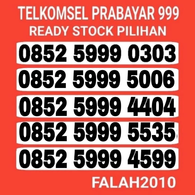 NOMOR CANTIK TELKOMSEL KARTU PERDANA NOMOR CANTIK TELKOMSEL 999