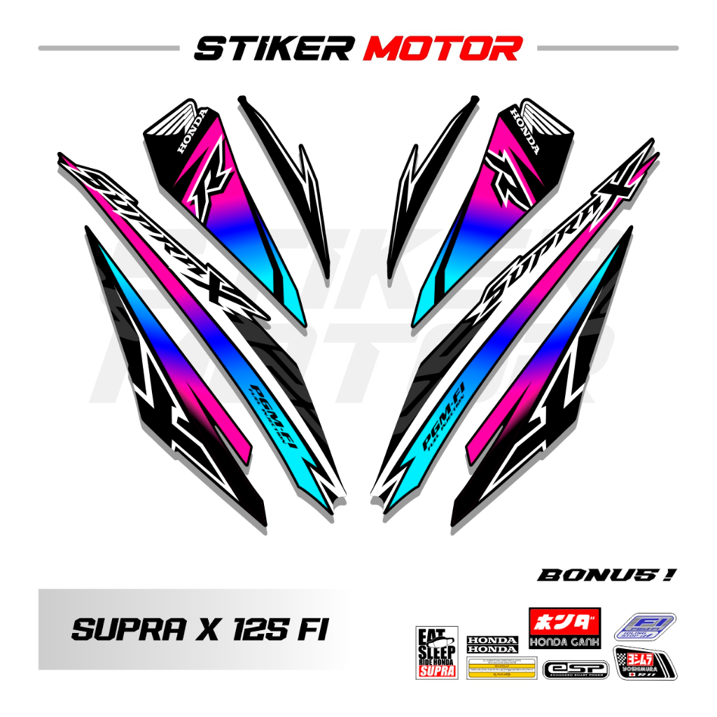 SP63 Striping Stiker Supra X 125 Fi Variasi Simpel Garis Ori Variasi Sticker Motor Honda Supra X 125