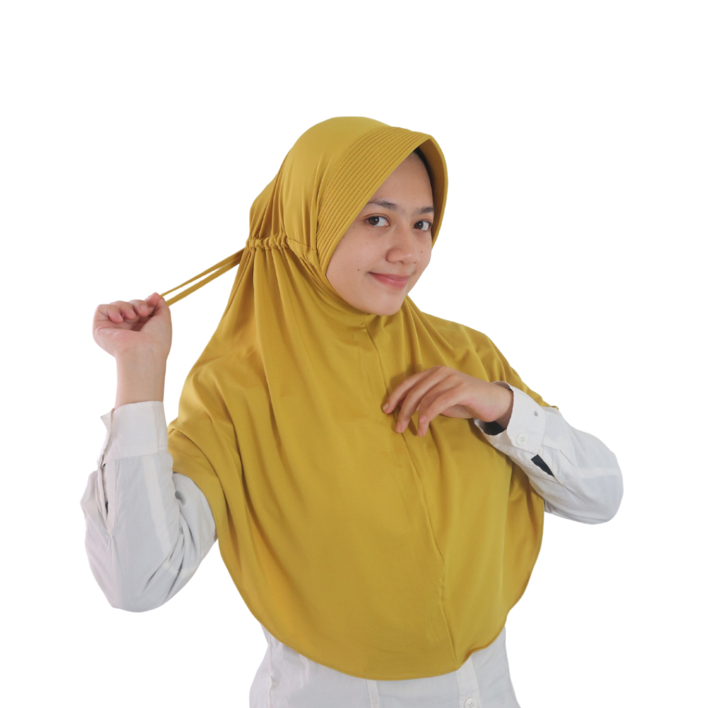 Hijab Serut Tali Jersey Premium / Bergo Serut Jokowi Jersey Spandek / Bergo Tali Belakang