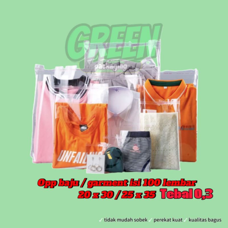

OPP 25X35 ISI 100 LEMBAR PLASTIK GARMENT