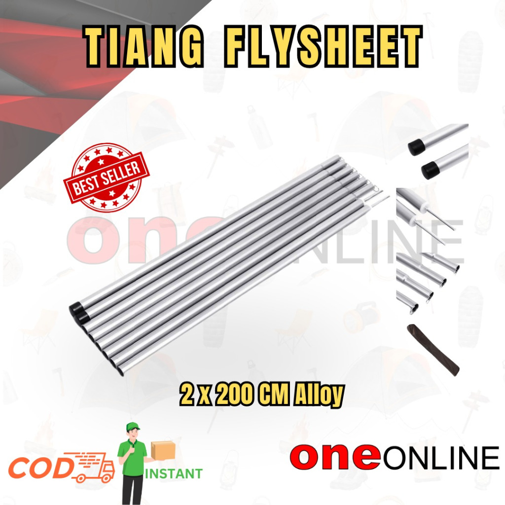 Tiang Flysheet 2 x 200 CM Alloy - Pole Flysheet - Awning Flysheet
