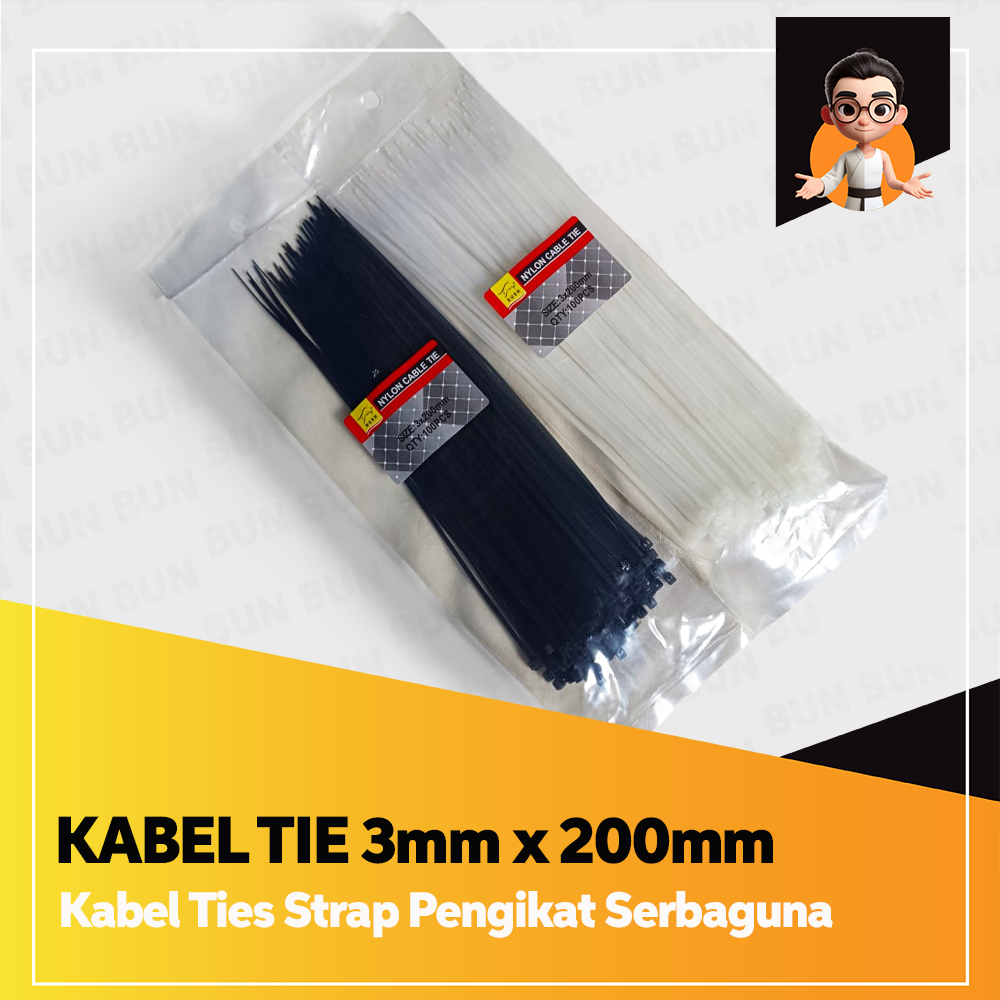 

Kabel Ties Putih - Cable Tie Hitam 200 mm 100 pc / Cable Tie / Kabel Tie