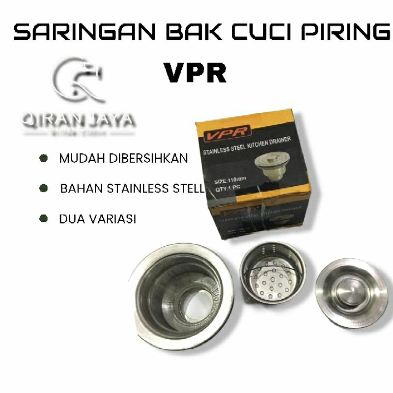 VPR Saringan Afur Bak Cuci Piring Stainless Steel + Keranjang