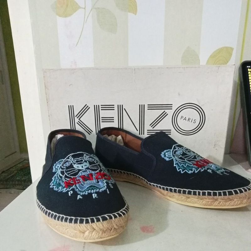 PRELOVED SEPATU KENZO ELASTiC ESPADRILLES TIGER ORIGINAL BLUE MARINE SIZE 41