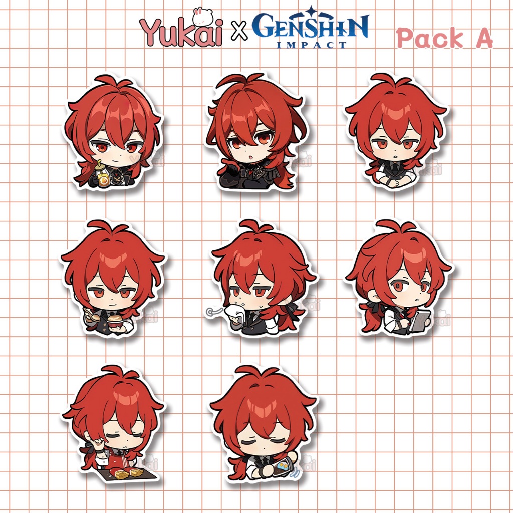 

Stiker Pack Diluc Genshin Impact Premium, Sticker Anime Waterproof