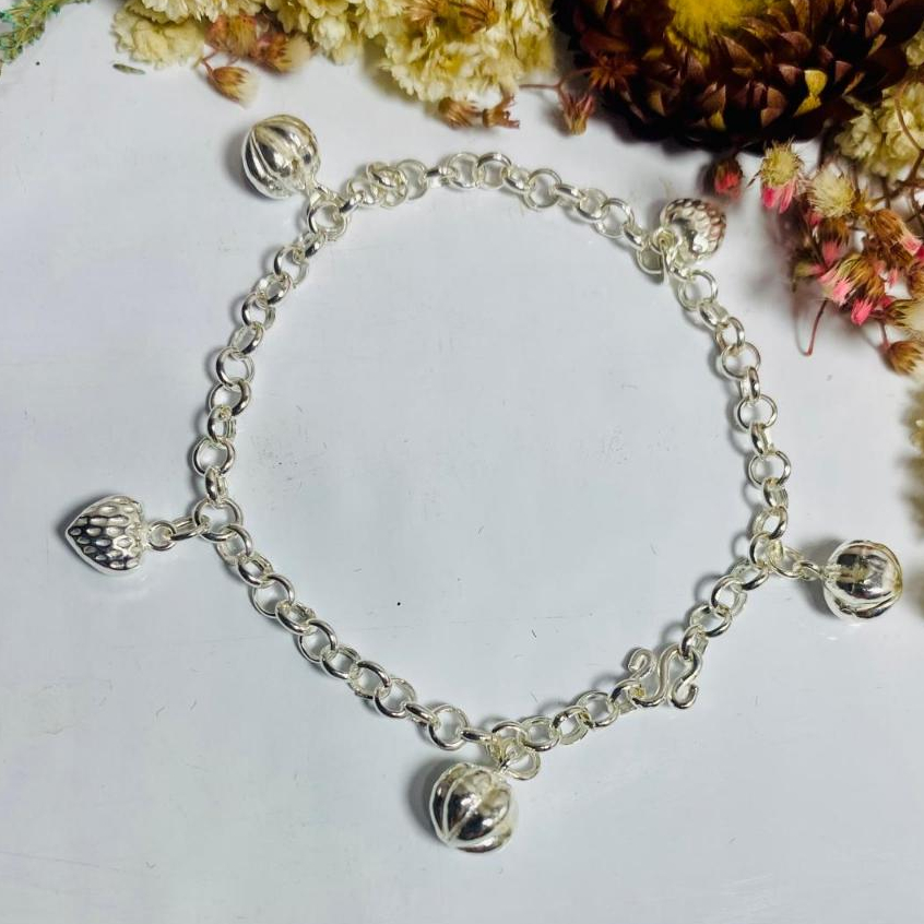 Gelang Kaki Bayi Perak asli Model Variasi Kerincing Perhiasan Bayi