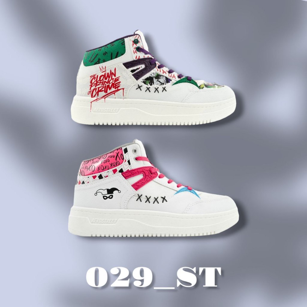 Aerostreet X The Joker | Harley Quinn | Hoops High 2D Thermochromic Putih Biru Royal Hitam