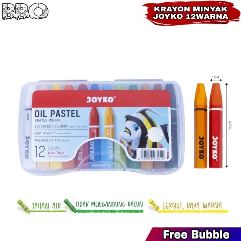 

Krayon Crayon Minyak Oil Pastel 12 Warna JOYKO Tahan Air