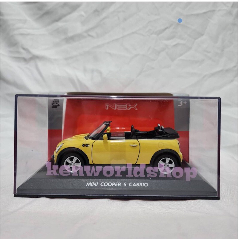 Diecast Welly Nex Mini Cooper S Cabrio Kuning 1/32 [Box Akrilik]