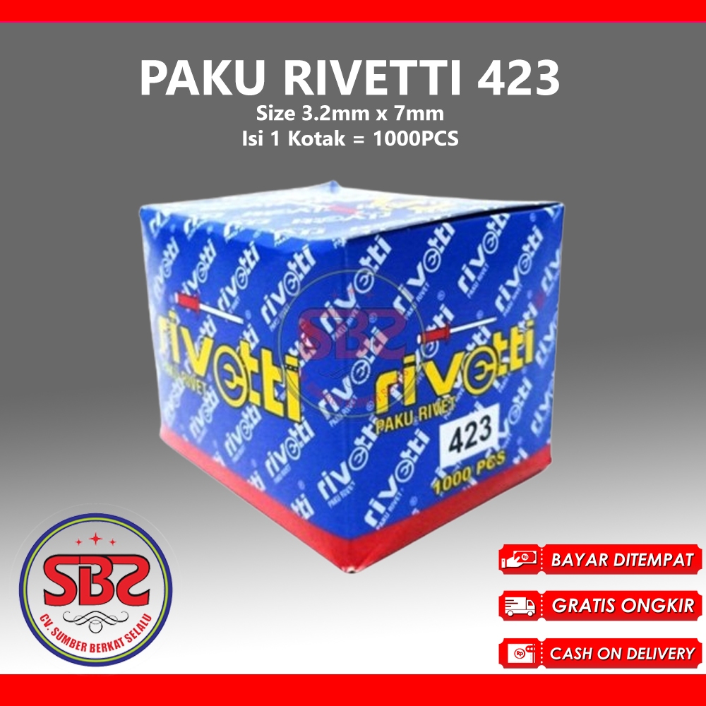 RIVETTI Paku Rivet Rivetti 423 Size 3.2mm x 7mm isi 1000pcs