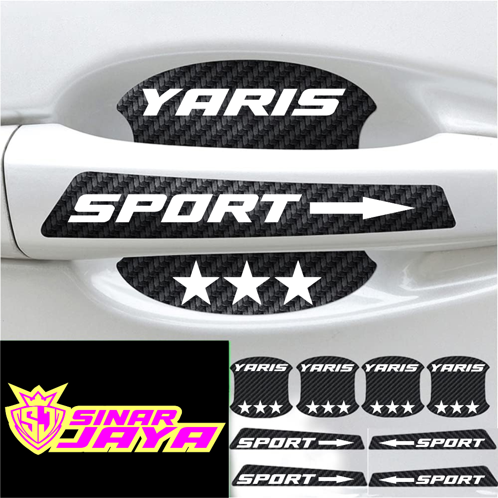 TERMURAH 8PCS STIKER CUTING MOBIL TOYOTA YARIS STIKER HANDEL PINTU