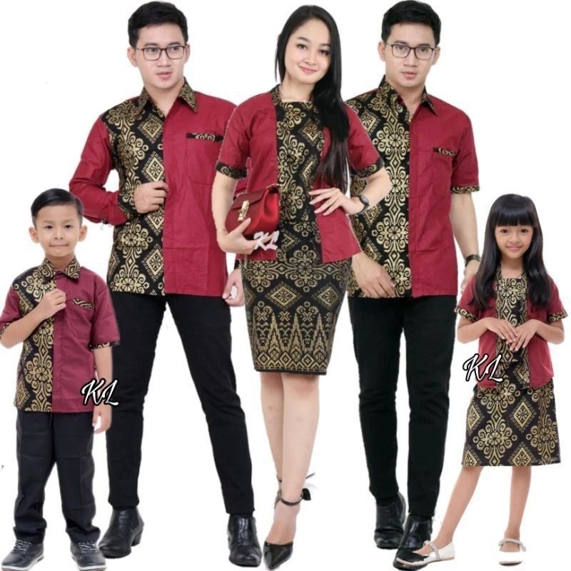 Couple Keluarga Rnb Span Kombinasi Batik Setelan Couple Keluarga Outfit Keluarga Kekinian