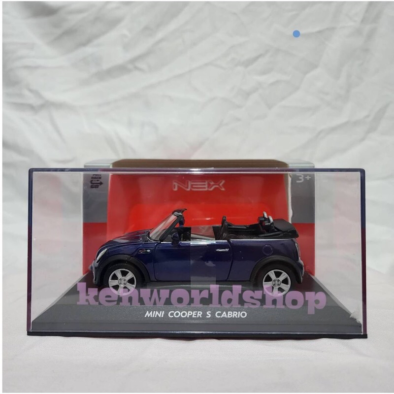 Diecast Welly Nex Mini Cooper S Cabrio Biru 1/32 [Box Akrilik]